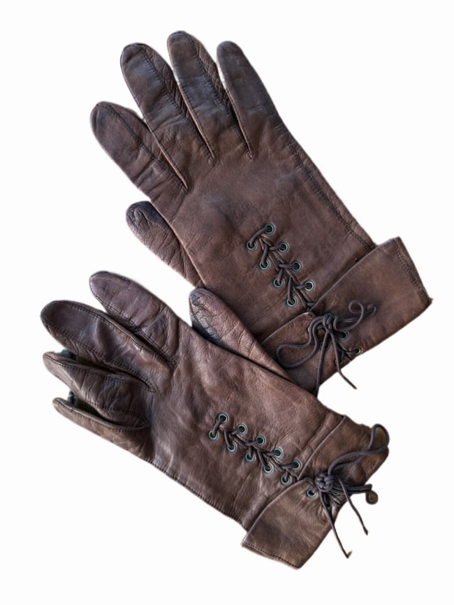 70s Yves Saint Laurent leather lace up corset gloves 