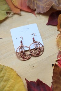 Image 3 of Woven Copper + Crystal Hoops