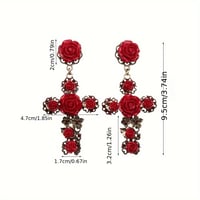 Image 4 of Tears of Joy Vintage Rose Cross Earrings 