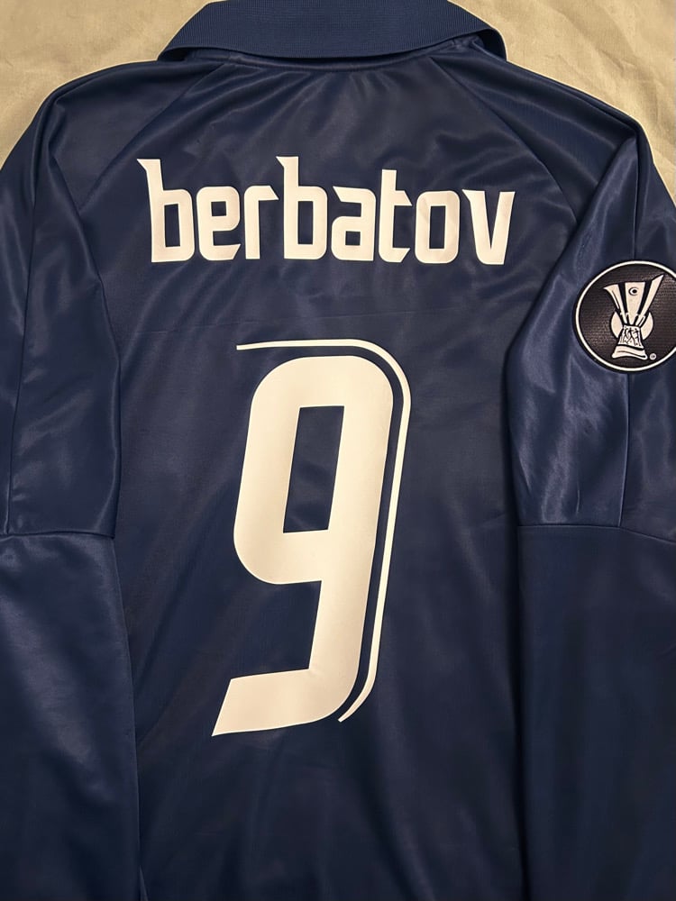 Image of Tottenham Hotspur "BERBATOV 9" 2007/08 Away Long Sleeve Shirt + UEFA patch (L)