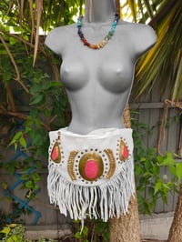 Image 7 of Dolly Bum bag suede fringe tassels WHITE and Moroccan Stone