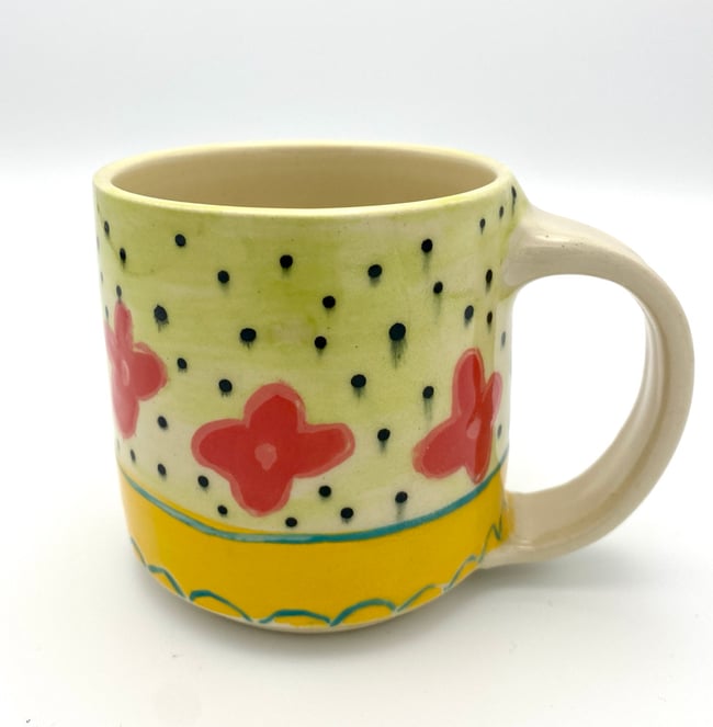 Flower Mug w Polka Dots 