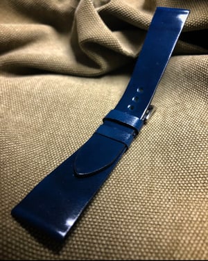 Image of Japanese Shell Cordovan Watch Strap - Blue Unlined