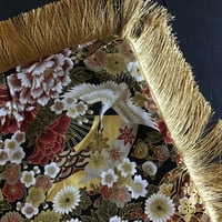Image 2 of Japanese gold crane fabric cushion cover 