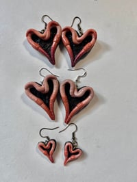 Image 1 of Heart Earrings with “dirt”