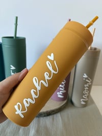 Image 3 of 16oz Personalised Handlettered Skinny Tumblers 