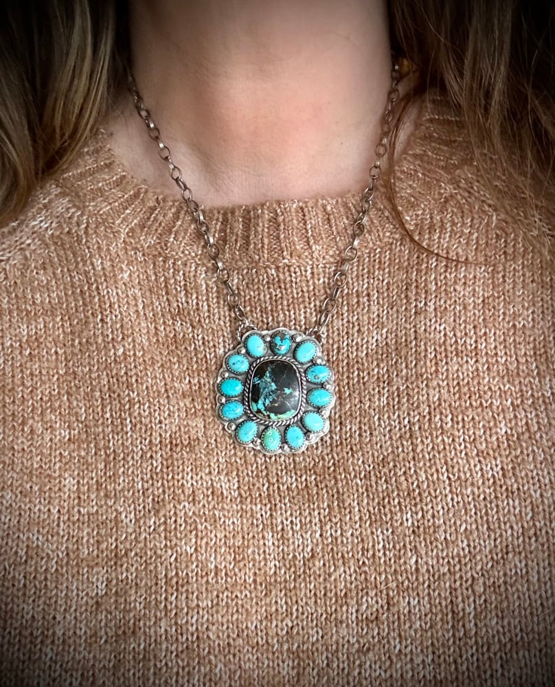 Image of Blackjack & Kingman Cluster Necklace