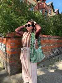 Image 1 of Ruffle Maxi Tote Bag in Candy Stripe 
