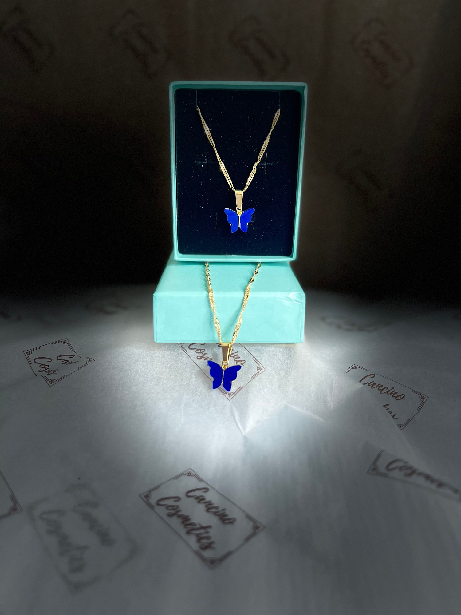 Image of BLUE BUTTERFLY CHARM NECKLACE