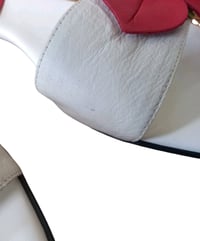 Image 8 of Carvela Mules Low Heel White & Red Flower Detail Leather UK Size 38