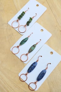 Image 1 of Copper + Hooped Crystal Bead Earrings