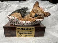 Image 18 of Custom Engraved Yorkie Urn Yorkshire Terrier In Bed Pet Portrait Handmade