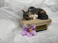 Image 10 of Custom Engraved Sleeping Cat Kitty On Pillow Urn Pet Memorial Portrait Angel Wings