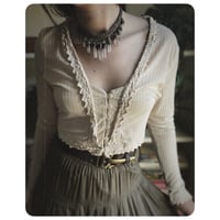 Image 4 of The Empress Necklace and Earrings - Clear Quartz Crystals and Olive Green Leather