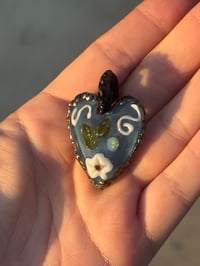 Image 2 of Heart Pendant with Electrum Frame #1 UV Reactive (2025)