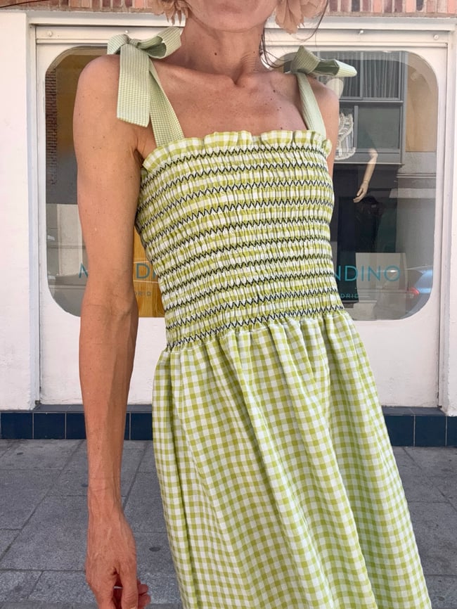 LIME VICHY SEERSUCKER LELÉ DRESS
