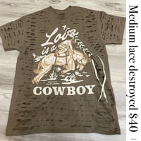 Medium cowboy cream side lace destroyed