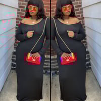 Image 2 of Long sleeve black maxi with pockets