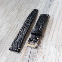 Image 1 of 18mm Two Stitch Crocodile Strap In Black