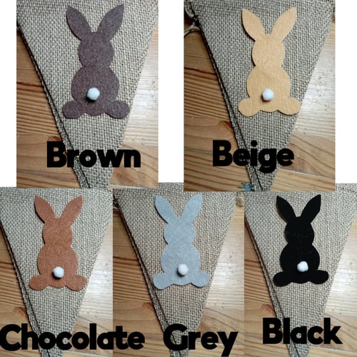 Image of Handmade hessian bunny bunting (customs colours available)
