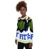 BOSSFITTED White Neon Green And Blue AOP Women’s Long Sleeve Compression Shirt
