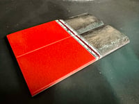 Image 3 of Black Giraffe Bone & Red Glass Segmented Knife Scales