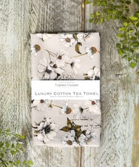 Dahlia Luxury Cotton Tea Towel - Toasted Crumpet