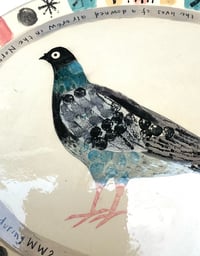 Image 2 of Winkie pigeon large oval earthenware hand built and hand decorated plate