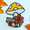 Yellow Autumnal Mushroom Suncatcher