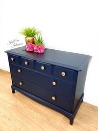 Image 3 of Vintage Stag Chest Of Drawers painted in navy blue