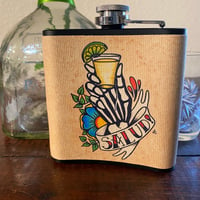 Image 2 of “Salud!” Tequila Flask Day of the Dead Hand 6 Oz