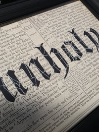 Image 2 of "UNHOLY" 1800's bible page with preserved spider web