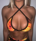 Blazed Flame Print Full Coverage bralet/bikini top