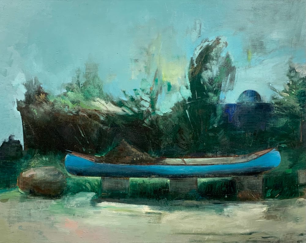 Image of Painting / maleri / "ISLANDS BRYGGE – Malerdrømme og tankestreger – Nokken III" / 80x100 cm