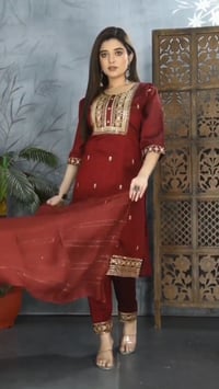 Image 2 of Soft Silk Kurtha Set - Design #13