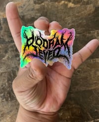 Image 2 of "O'odham Jeved" black metal logo holographic sticker