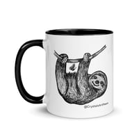 Image 3 of Hanging Around Sloth Ceramic Coffee Mug Line Art by CrystalsArtPaws