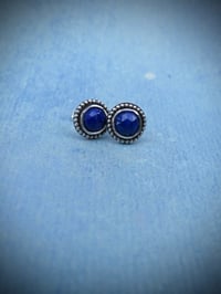 Image 1 of Eos 'Halo' Handmade Sterling Silver Stud Earrings Set With Lapis Lazuli