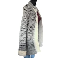 Image 2 of Hand Crochet Gray Cardigan Tunic - Long Sleeve - Women’s Size L