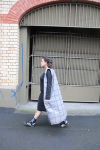 Image 5 of  Check Your Vest - Grey and Blue Check Wool/Black Denim 