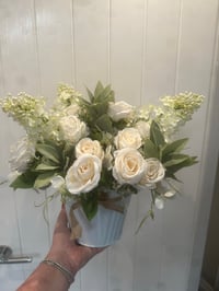 Image 2 of MIXED BUCKET BOUQUET- WHITE