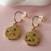 Image 4 of Multi coloured glass Nugget Gold Half Hoops