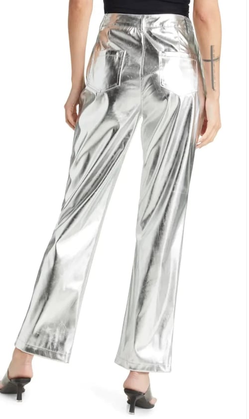 Image of Lupe Metallic Pants- Silver