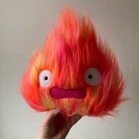 Image 1 of medium worried calcifer plushie - howls moving castle - made to order