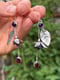 Image of Fuchsia Flower Leaf Dangle Earrings Rhodolite Amethyst