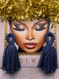 Blue Jean Yarn Earrings 