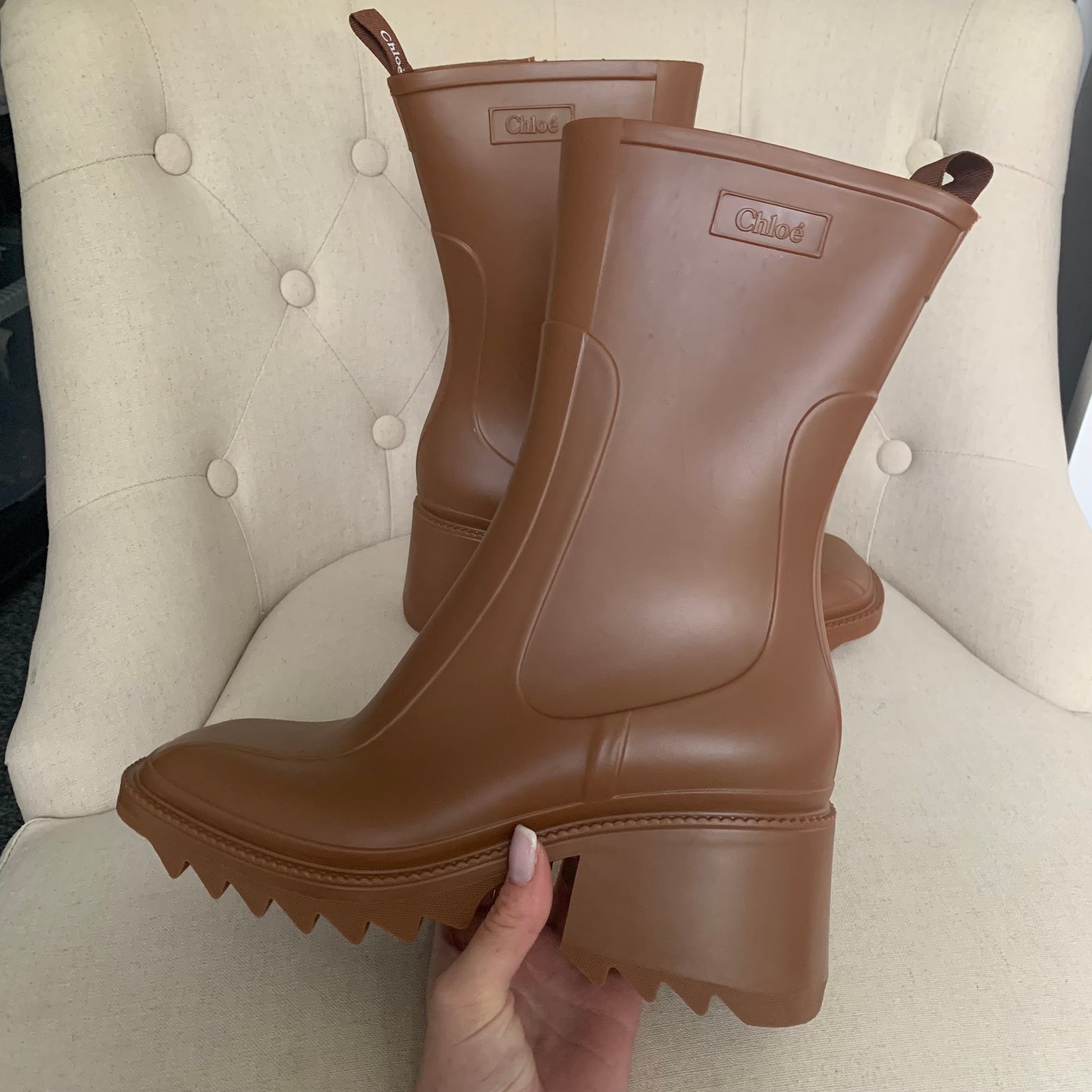 brown rain boots