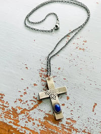 Image 3 of flash sale . sterling silver lapis cross necklace