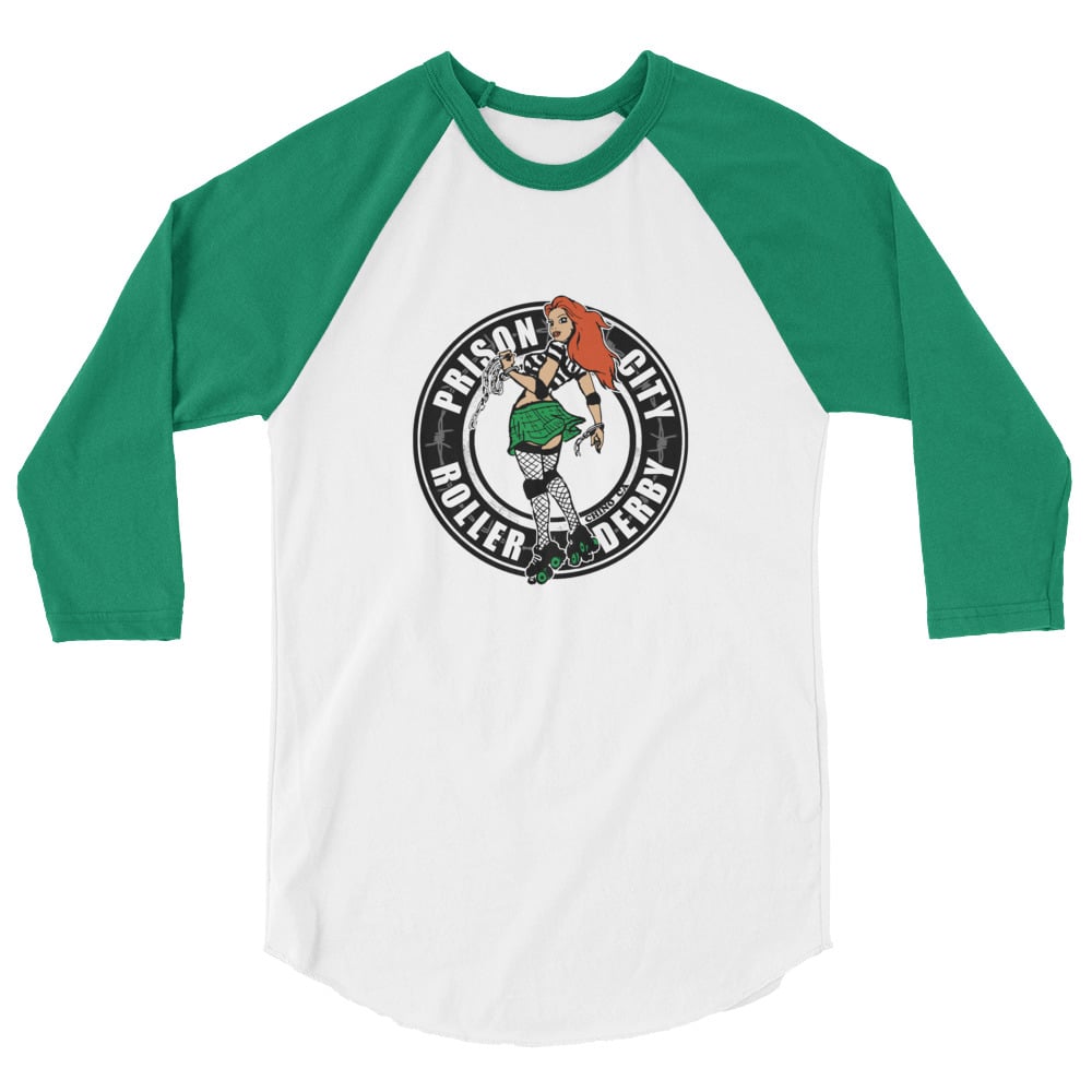 Prison City Roller Derby 3/4 sleeve raglan shirt