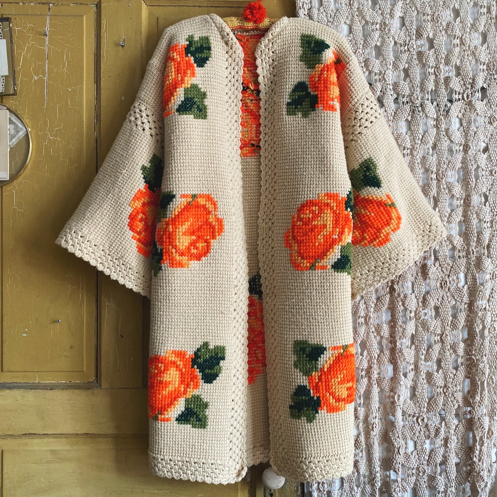 Image of Orange Roses Granny Sweater